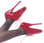 Red Lace Up Ballet Heels